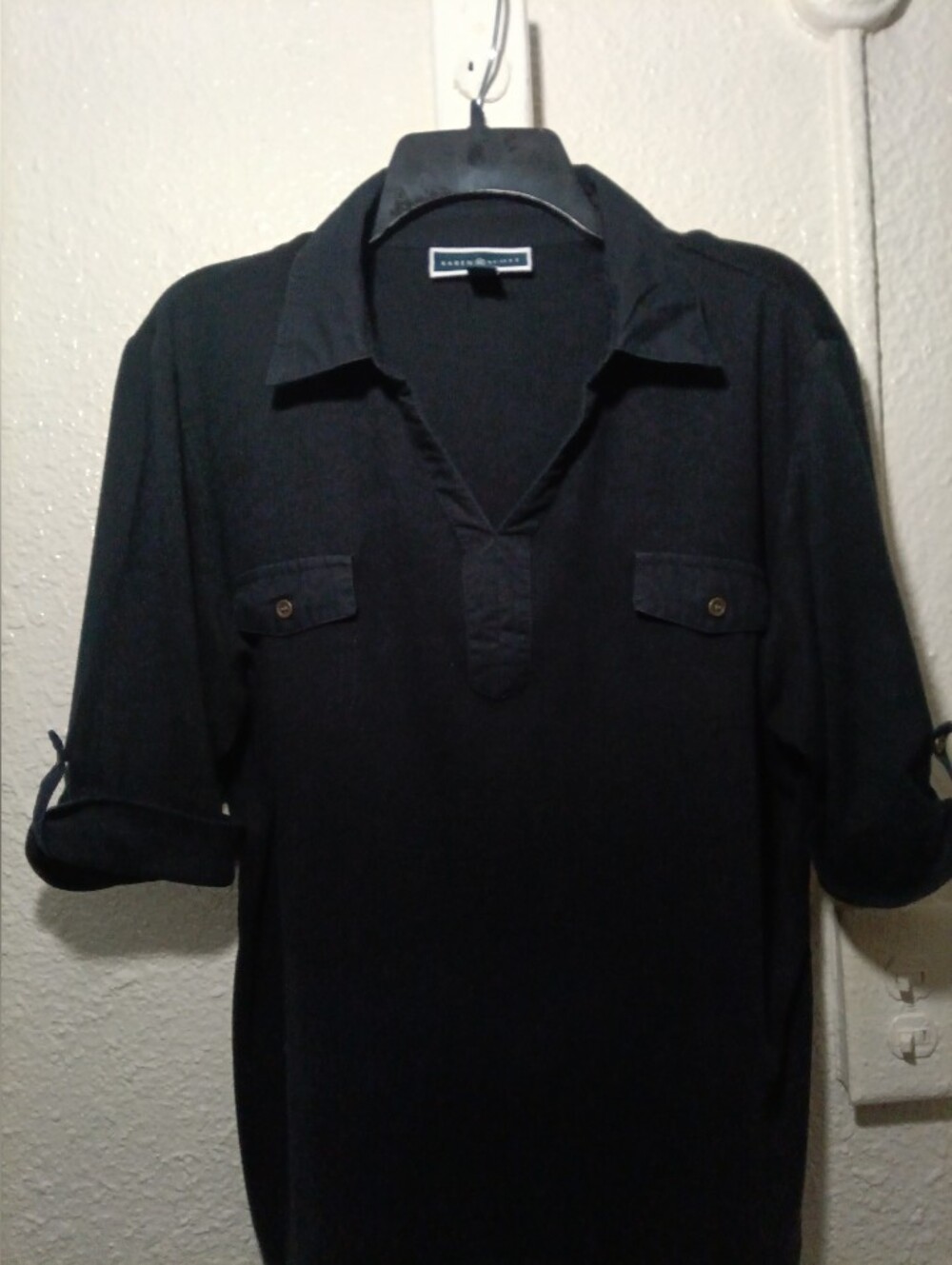 Karen Scott Black Casual Button-Detail Shirt